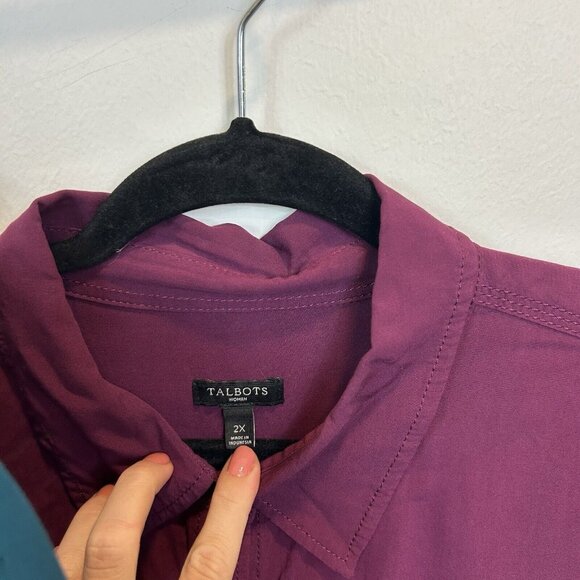 Lot Of 2 Talbots 2X Button Down Blouse Tops Rayon Chest Pockets Career - Picture 4 of 12